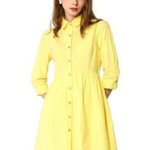 Allegra K Yellow Button Front Shirt Dress